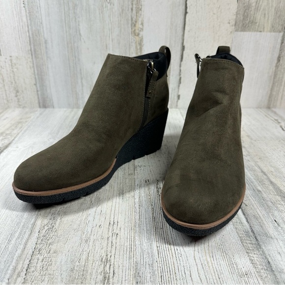 NEW Dr. Scholls Women's Berklie Green Black Wedge Ankle Boots #1369 - Picture 11 of 13